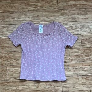 Kids Nordstrom Light Pink Floral Ribbed Tee
